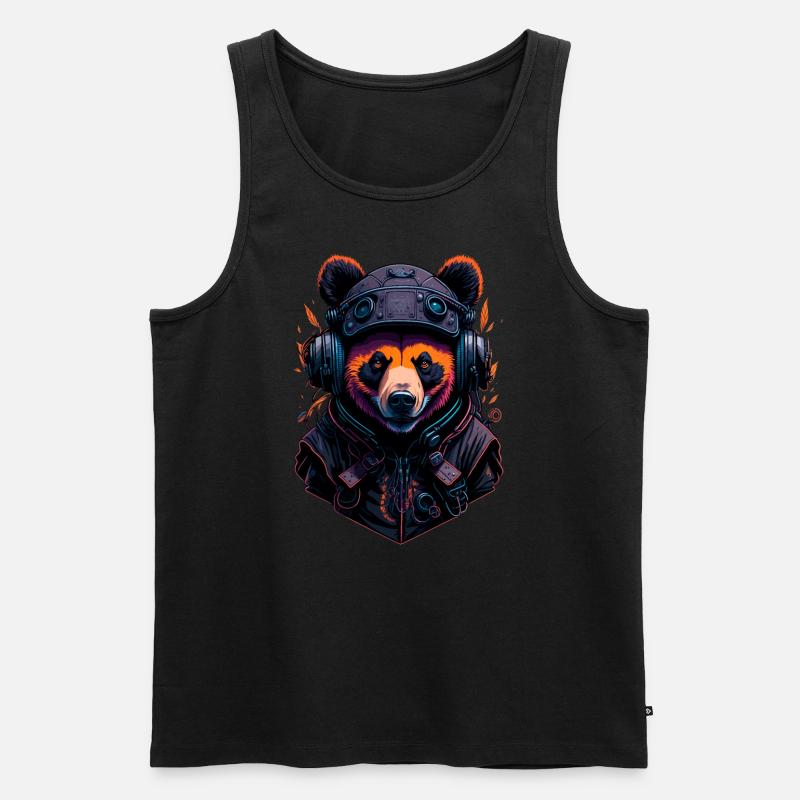 Panda - Männer Premium Bio Tank Top - Schwarz