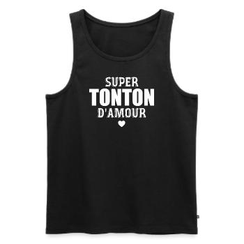 Super tonton d'amour - Débardeur bio Premium Homme - noir - Devant - AI Model Male 178 light (178cm)