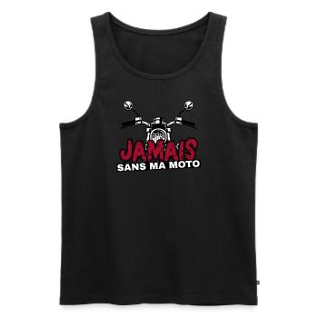Jamais sans ma moto. Humour motard et motarde - Débardeur bio Premium Homme - noir - Devant - AI Model Male 178 light (178cm)