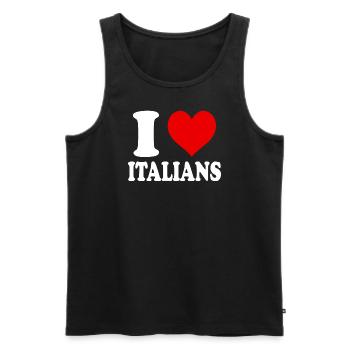 I Love Italians Heart Funny Witty - Men's Premium Organic Tank Top - black - Front - Michal (187cm)