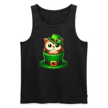 Süße St. Patrick's Day Eule mit Zylinder - Männer Premium Bio Tank Top - Schwarz - Vorne - Michal (187cm)