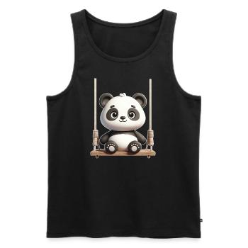 Cute Panda Swing Cartoon - Men's Premium Organic Tank Top - black - Front - Michal (187cm)