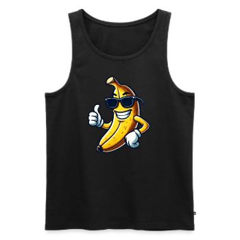 Cool Banana with Sunglasses Fruity South - Men's Premium Organic Tank Top - black - Front - Michal (187cm)