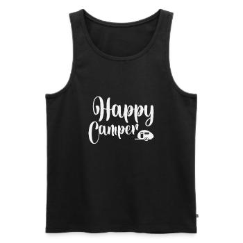 Happy Camper - Männer Premium Bio Tank Top - Schwarz - Vorne - AI Model Male 178 light (178cm)