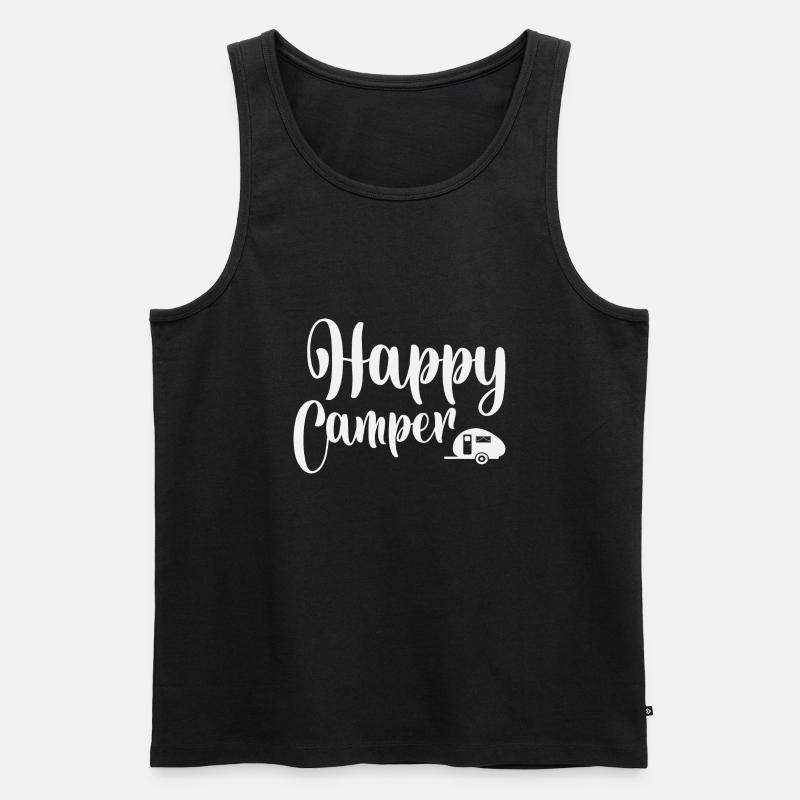 Happy Camper - Männer Premium Bio Tank Top - Schwarz