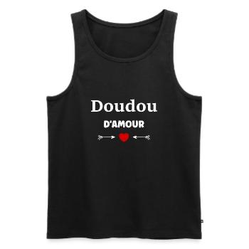 Doudou d'amour - Débardeur bio Premium Homme - noir - Devant - Michal (187cm)