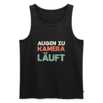 Augen Zu, Kamera Läuft - Männer Premium Bio Tank Top - Schwarz - Vorne - Michal (187cm)