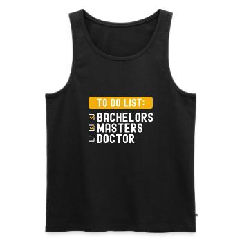 Liste de contrôle de la liste de choses à faire Bachelors Masters Doctorat - Débardeur bio Premium Homme - noir - Devant - AI Model Male 178 light (178cm)