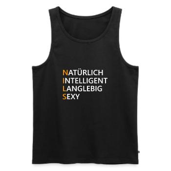Nils Name Geschenk - Männer Premium Bio Tank Top - Schwarz - Vorne - AI Model Male 178 light (178cm)