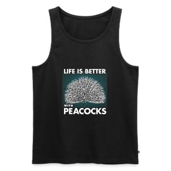 Pfau - Männer Premium Bio Tank Top - Schwarz - Vorne - Michal (187cm)
