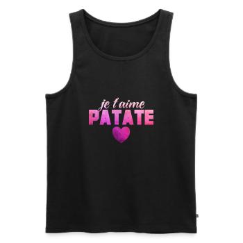 Je T'aime Patate Saint Valentin Humour Couple - Débardeur bio Premium Homme - noir - Devant - Michal (187cm)