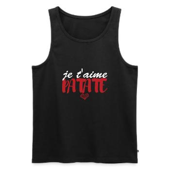 Cadeau Saint Valentin Amoureux Je T'aime Patate - Débardeur bio Premium Homme - noir - Devant - Michal (187cm)