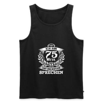 75e anniversaire - vieux - selon parler - DE - Débardeur bio Premium Homme - noir - Devant - Michal (187cm)