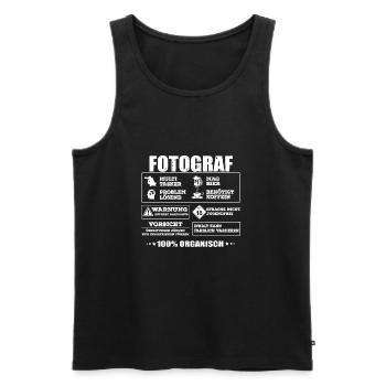 Profession de photographe, appareil photo, chemise de photographe, Photoshirt - Débardeur bio Premium Homme - noir - Devant - Michal (187cm)