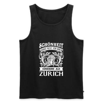Schönheit kommt aus Zürich – CH - Männer Premium Bio Tank Top - Schwarz - Vorne - AI Model Male 178 light (178cm)