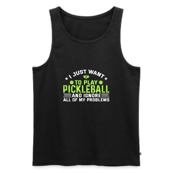 je veux juste jouer au pickleball - Débardeur bio Premium Homme - noir - Devant - Michal (187cm)