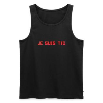 Je Suis TIC | TAC TIC Duo Drôle Cadeau - Débardeur bio Premium Homme - noir - Devant - AI Model Male 178 light (178cm)