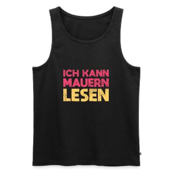 Ich Kann Mauern Lesen - Männer Premium Bio Tank Top - Schwarz - Vorne - AI Model Male 178 light (178cm)