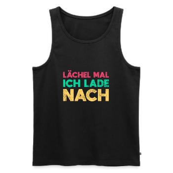 Lächel Mal, Ich Lade Nach - Männer Premium Bio Tank Top - Schwarz - Vorne - AI Model Male 178 light (178cm)