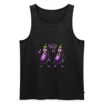 Crazy Veggies: Eggplant Gang Thumbs Up - Männer Premium Bio Tank Top - Schwarz - Vorne - AI Model Male 178 light (178cm)