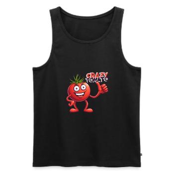 Crazy Veggies: Tomato with Thumbs Up - Men's Premium Organic Tank Top - black - Front - AI Model Male 178 light (178cm)