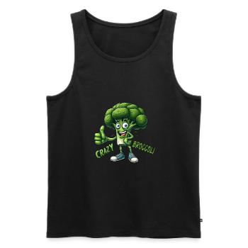 Crazy Veggies: Bro Broccoli Thumbs Up - Men's Premium Organic Tank Top - black - Front - AI Model Male 178 light (178cm)