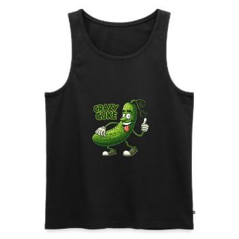 Crazy Veggies: Spiky Hairy Cuke Thumbs Up - Männer Premium Bio Tank Top - Schwarz - Vorne - AI Model Male 178 light (178cm)