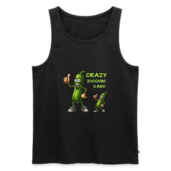 Légumes fous : Zucchini Gang lève le pouce - Débardeur bio Premium Homme - noir - Devant - Michal (187cm)