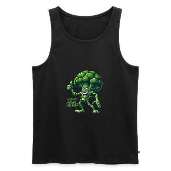 Légumes fous : Broccoli Bodybuilder Pro Pouces en l’air - Débardeur bio Premium Homme - noir - Devant - Michal (187cm)