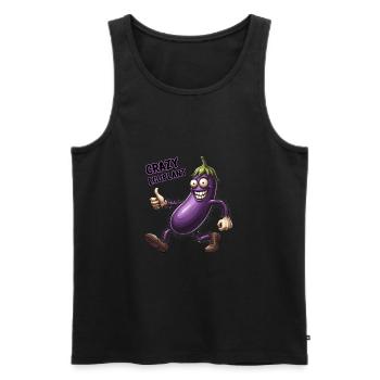 Crazy Veggies: Eggplant Hairy Power Walker - Männer Premium Bio Tank Top - Schwarz - Vorne - AI Model Male 178 light (178cm)