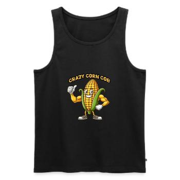 Légumes fous : Épi de maïs Body Builder Pouces en l’air - Débardeur bio Premium Homme - noir - Devant - AI Model Male 178 light (178cm)