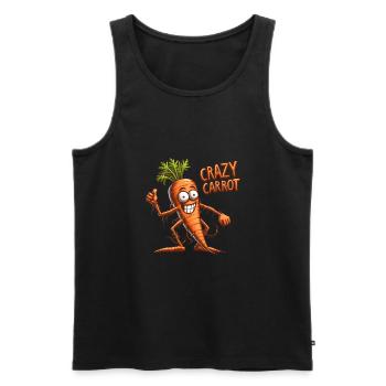Crazy Veggies: Carrot Thumbs Up - Men's Premium Organic Tank Top - black - Front - AI Model Male 178 light (178cm)