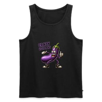Crazy Veggies: Hairy Eggplant Thumbs Up - Männer Premium Bio Tank Top - Schwarz - Vorne - AI Model Male 178 light (178cm)