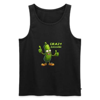 Crazy Veggies: Zucchini Thumbs Up - Männer Premium Bio Tank Top - Schwarz - Vorne - Michal (187cm)