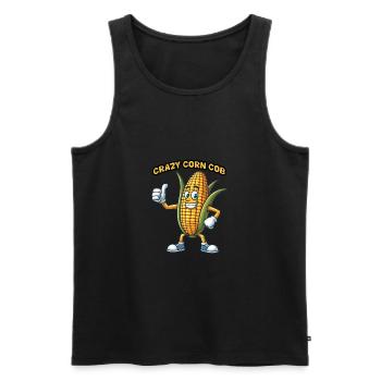 Crazy Veggies: Corn Cob Thumbs Up - Männer Premium Bio Tank Top - Schwarz - Vorne - AI Model Male 178 light (178cm)