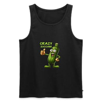 Crazy Veggies: Zucchini Thumbs Up - Männer Premium Bio Tank Top - Schwarz - Vorne - Michal (187cm)
