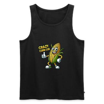 Crazy Veggies: Corn Cob Thumbs Up - Männer Premium Bio Tank Top - Schwarz - Vorne - AI Model Male 178 light (178cm)