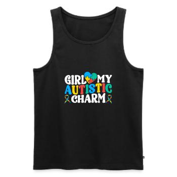 Funny Autism Neurodiversity Autistic - Men's Premium Organic Tank Top - black - Front - AI Model Male 178 light (178cm)