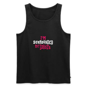 Umgeben von Idioten - Männer Premium Bio Tank Top - Schwarz - Vorne - AI Model Male 178 light (178cm)