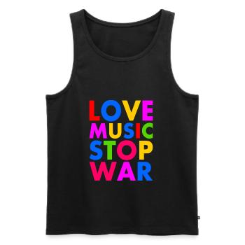 Love music stop war - Männer Premium Bio Tank Top - Schwarz - Vorne - AI Model Male 178 light (178cm)