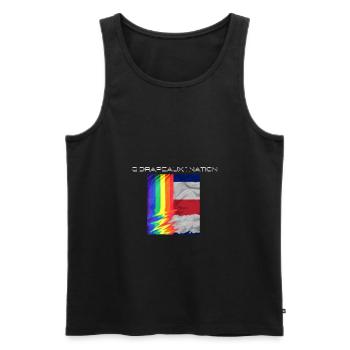 2 DRAPEAUX, 1 NATION LGBTQ x FRANCE - Débardeur bio Premium Homme - noir - Devant - AI Model Male 178 light (178cm)