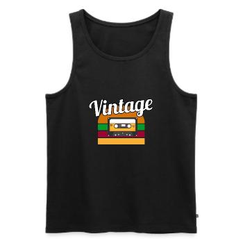 Vintage casette - Débardeur bio Premium Homme - noir - Devant - Michal (187cm)