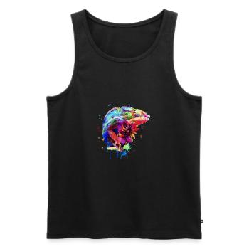 Panther Caméléon Aquarelle Design - Débardeur bio Premium Homme - noir - Devant - Michal (187cm)