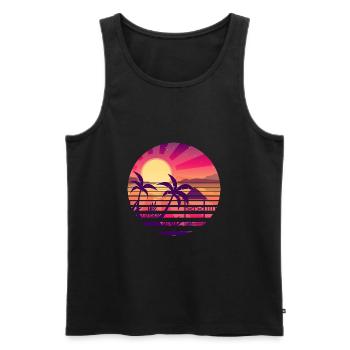 Coucher de soleil paysage asiatique - Débardeur bio Premium Homme - noir - Devant - AI Model Male 178 light (178cm)