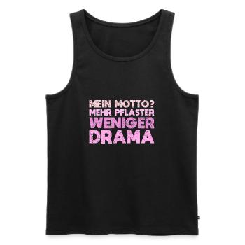 Mein Motto? Mehr Pflaster, Weniger Drama - Männer Premium Bio Tank Top - Schwarz - Vorne - Michal (187cm)