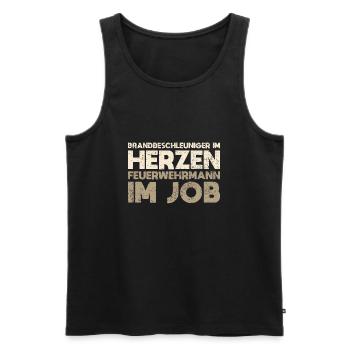 Brandbeschleuniger Im Herzen, Feuerwehrmann Im Job - Männer Premium Bio Tank Top - Schwarz - Vorne - Michal (187cm)