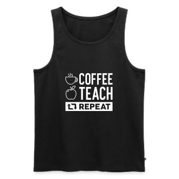 Café Enseigner répéter - Débardeur bio Premium Homme - noir - Devant - AI Model Male 178 light (178cm)