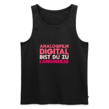 Analogfilm, Digital Bist Du Zu Langweilig - Männer Premium Bio Tank Top - Schwarz - Vorne - Michal (187cm)
