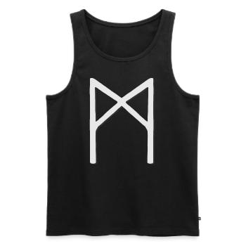 Futhark Runic Alphabet Mannaz - Men's Premium Organic Tank Top - black - Front - AI Model Male 178 light (178cm)