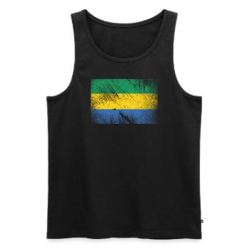 Gabon Flag - Vintage Grunge - Men's Premium Organic Tank Top - black - Front - AI Model Male 178 light (178cm)